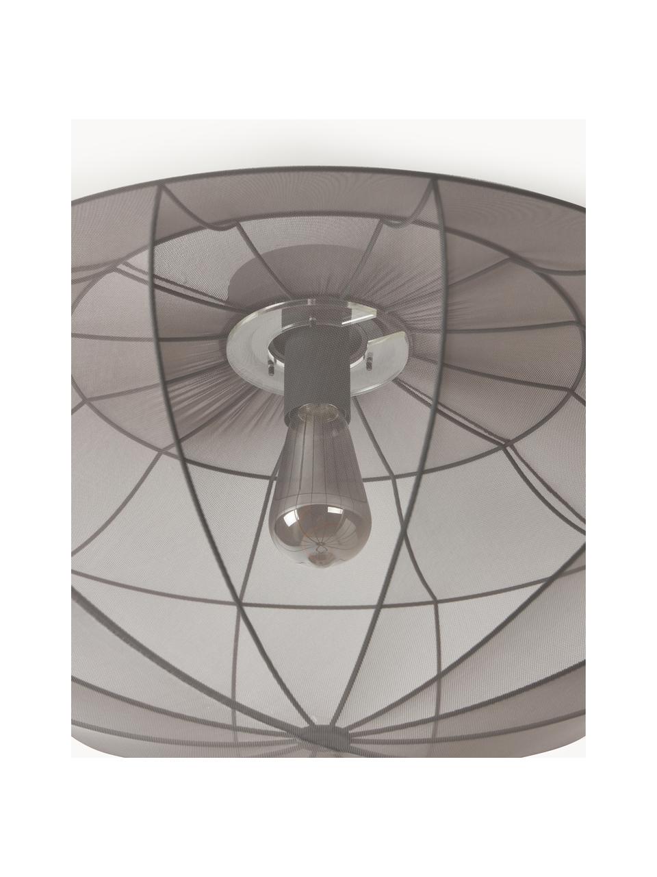 Plafondlamp Beau van netstof, Lampenkap: textiel, Baldakijn: gepoedercoat metaal, Grijs, Ø 60 x H 29 cm