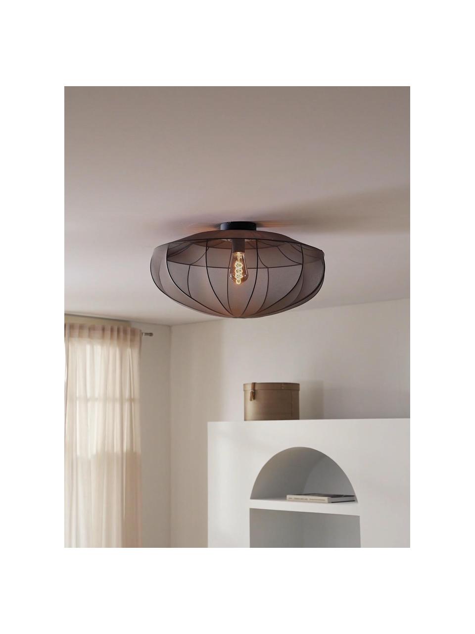 Lampa sufitowa z siateczki Beau, Stelaż: metal malowany proszkowo, Szary, Ø 60 x W 29 cm