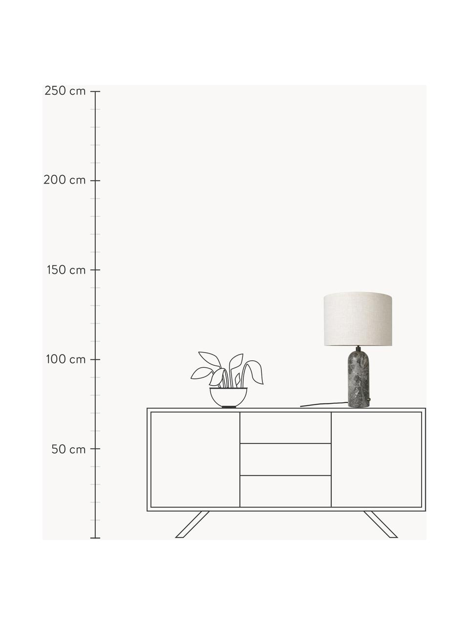 Grosse dimmbare Tischlampe Gravity mit Marmorfuss, in verschiedenen Grössen, Lampenschirm: Stoff, Hellbeige, Dunkelgrau marmoriert, Ø 30 x H 49 cm