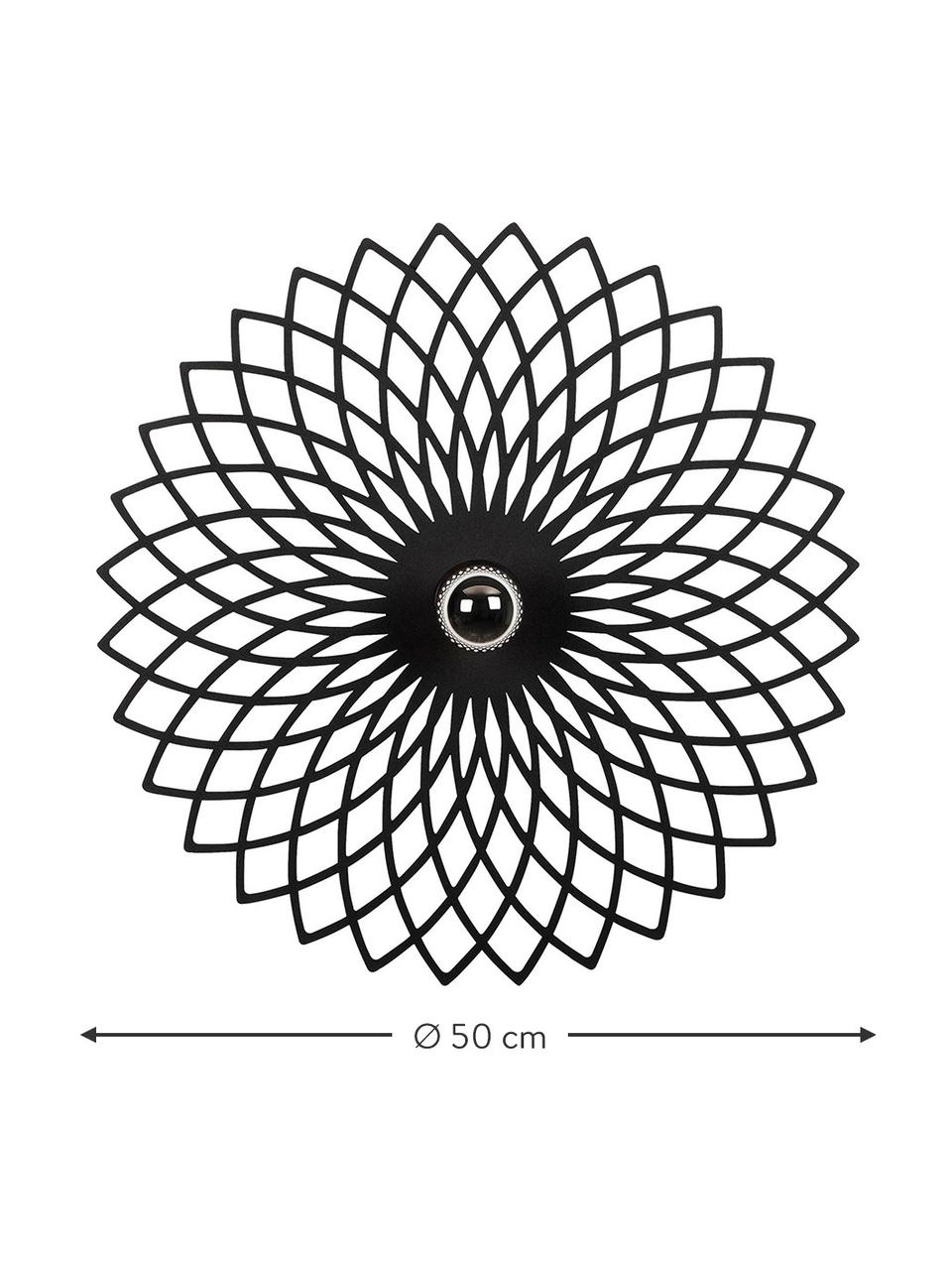 Aplique / Plafón grande de diseño Fellini, Pantalla: metal recubierto, Negro, Ø 50 x F 12 cm