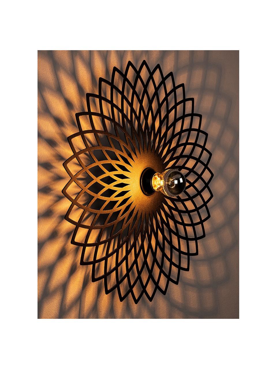 Grote design wand- en plafondlamp Fellini, Lampenkap: gecoat metaal, Fitting: kunststof, Zwart, Ø 50 x D 12 cm