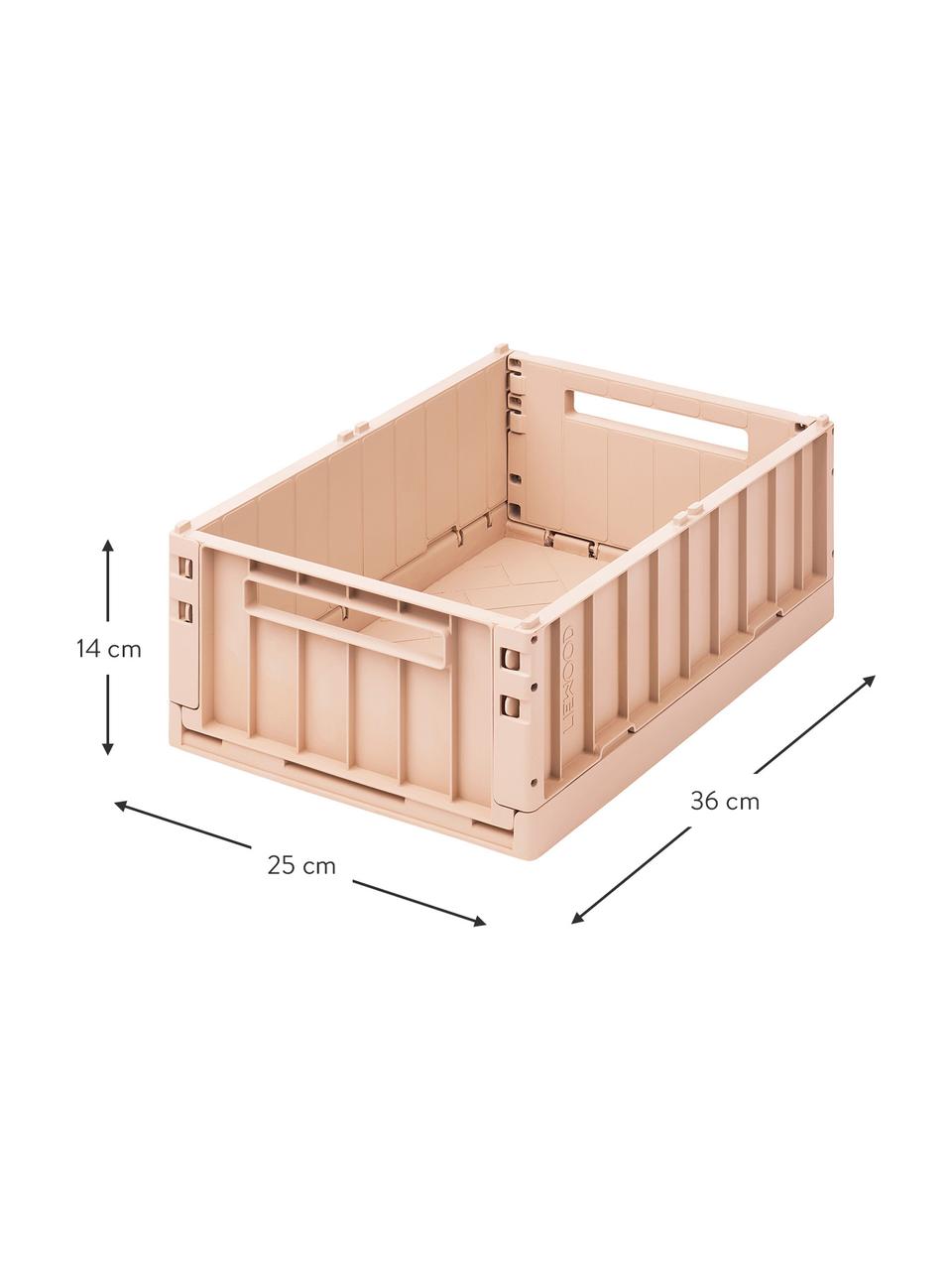 Skládací box z recyklovaného plastu Weston, střední, 2 ks, Recyklovaná umělá hmota, Růžová, Š 36 cm, V 14 cm