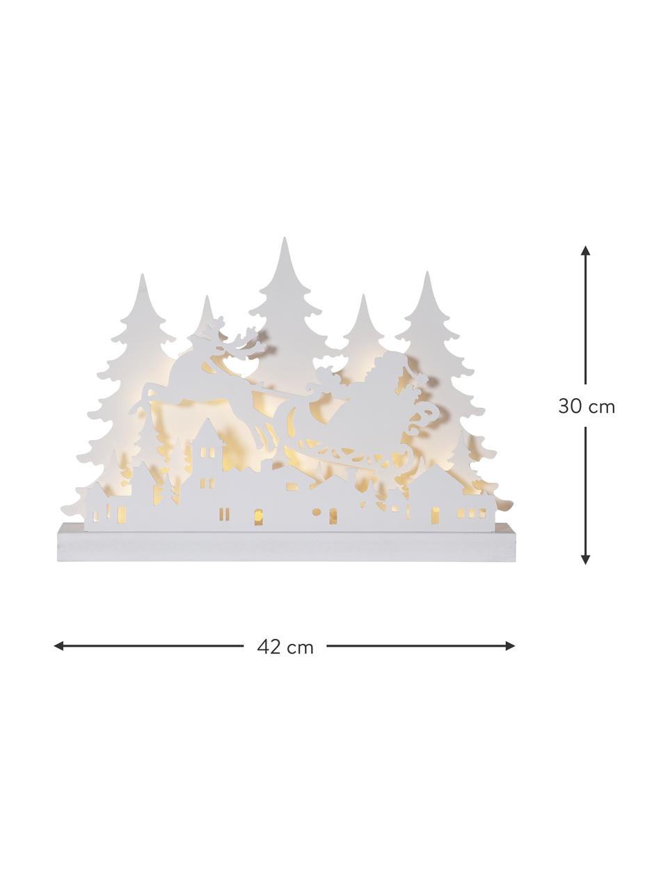 Verlichte kerstdecoratie Grandy met timerfunctie, Hout, Hout, wit gelakt, B 42 x H 30 cm
