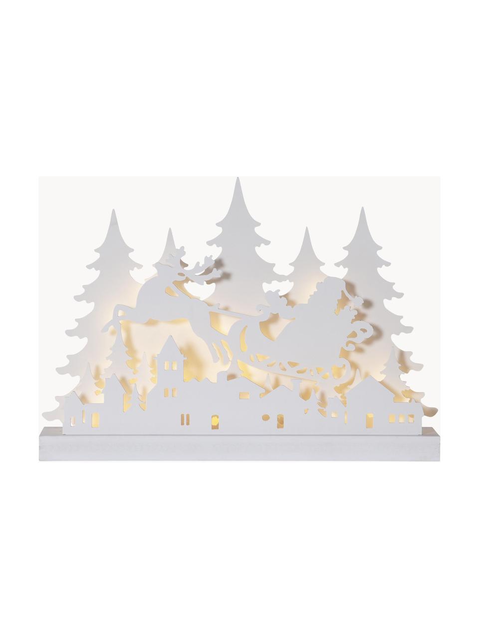 Décoration de Noël lumineuse avec fonction minuterie Grandy, Bois, Bois, blanc laqué, larg. 42 x haut. 30 cm