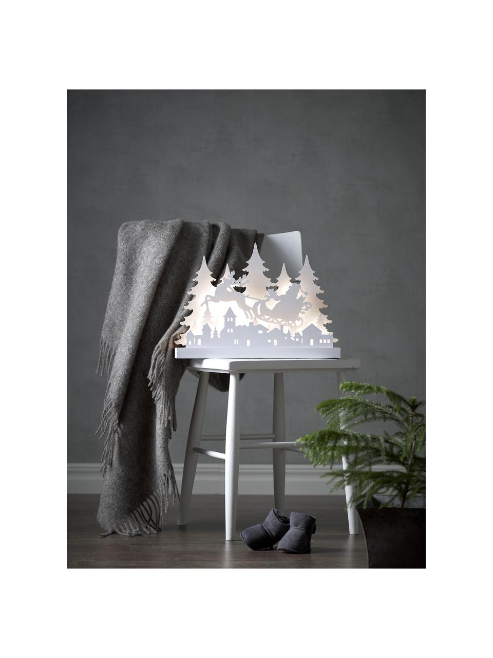 Decorazione natalizia luminosa con funzione timer Grandy, Legno, Legno laccato bianco, Larg. 42 x Alt. 30 cm