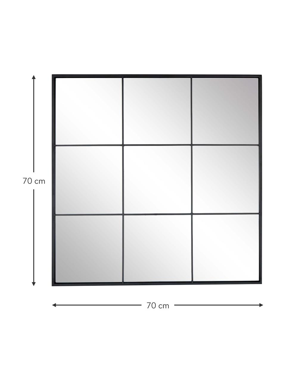 Espejo de pared ventana Clarita, Estructura: metal con pintura en polv, Parte trasera: tablero de fibras de dens, Espejo: cristal, Negro, An 70 x Al 70 cm