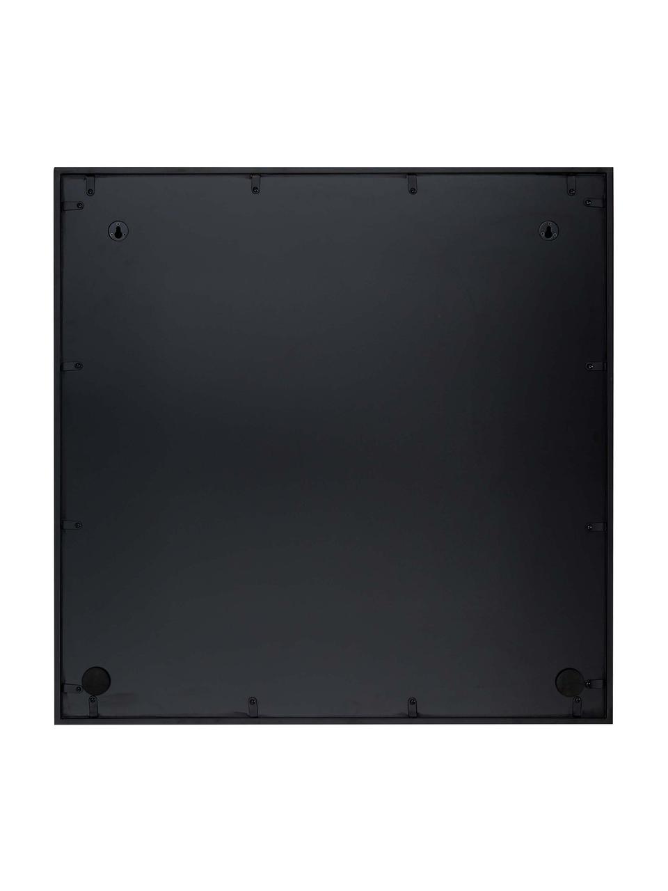 Rechthoekige wandspiegel Clarita met zwarte metalen lijst, Lijst: gepoedercoat metaal, Zwart, 70 x 70 cm