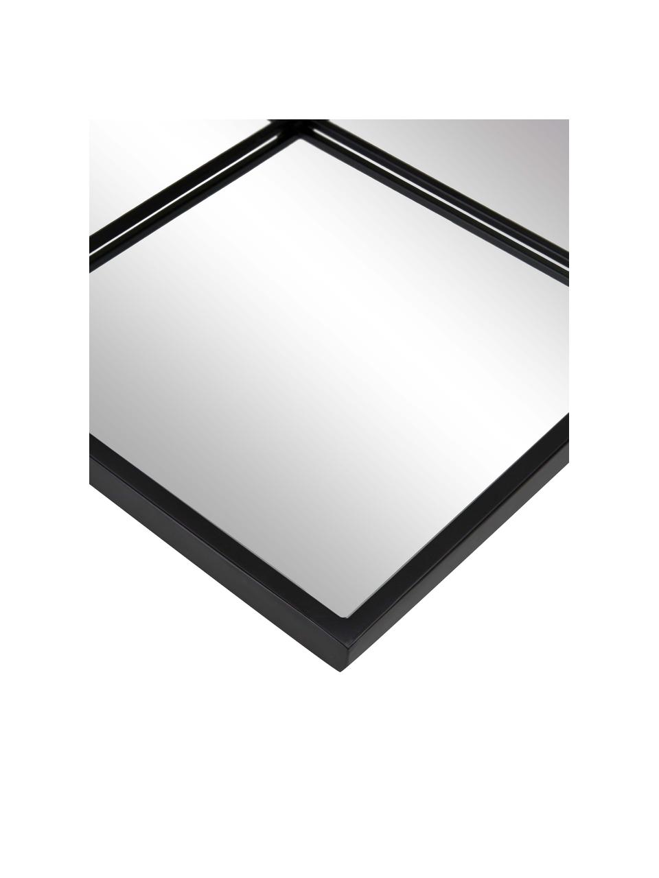 Rechthoekige wandspiegel Clarita met zwarte metalen lijst, Lijst: gepoedercoat metaal, Zwart, 70 x 70 cm