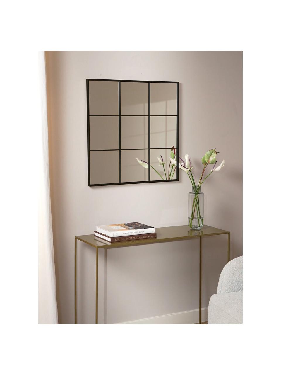 Miroir mural look fenêtre Clarita, Noir, larg. 70 x haut. 70 cm