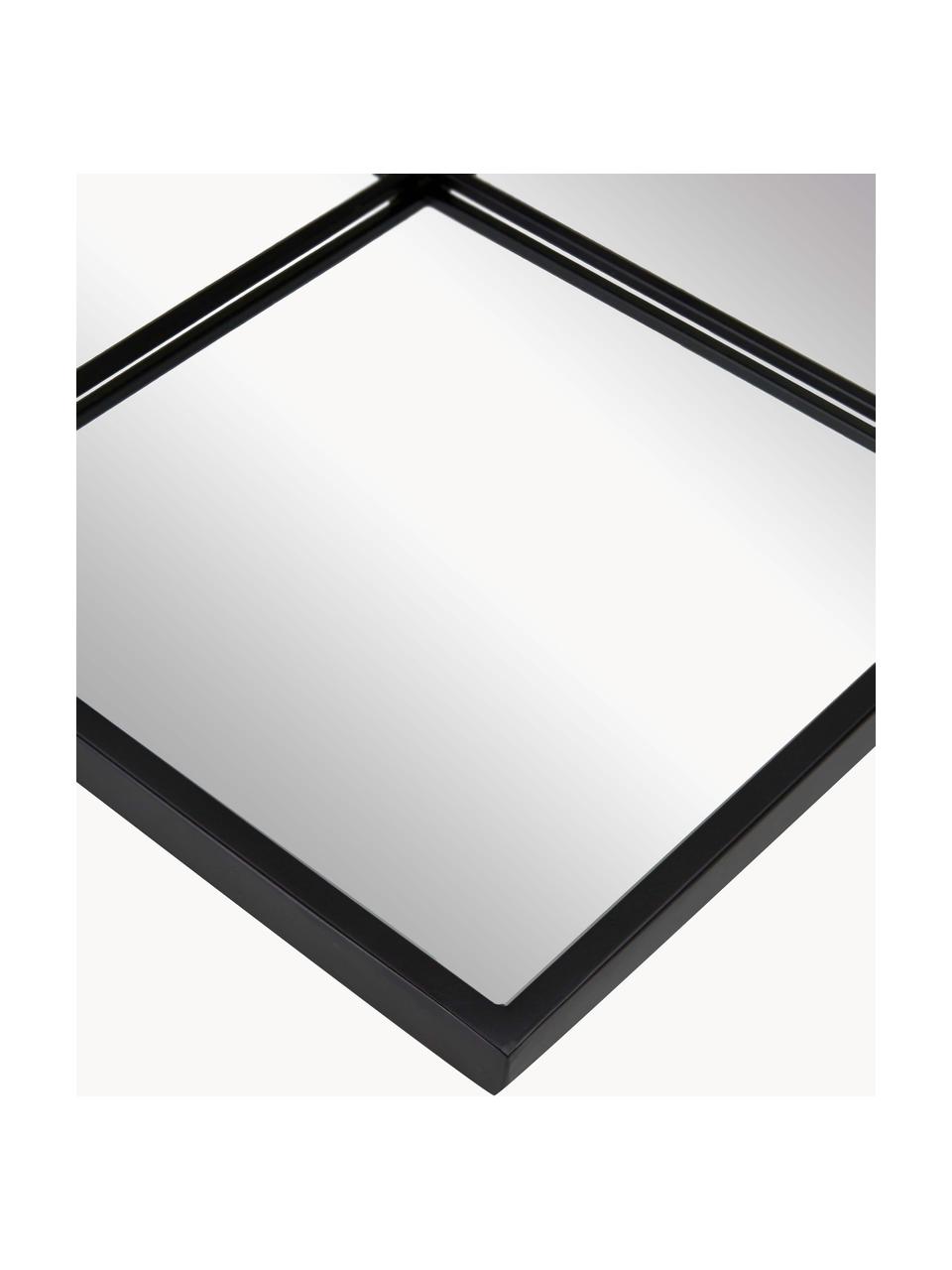 Eckiger Wandspiegel Clarita in Fensteroptik, Rahmen: Metall, pulverbeschichtet, Rückseite: Mitteldichte Holzfaserpla, Spiegelfläche: Spiegelglas, Schwarz, B 70 x H 70 cm