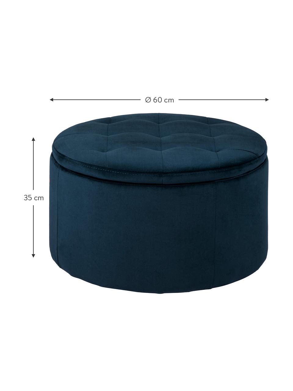 Pouf coffre en velours bleu Retina, Bleu