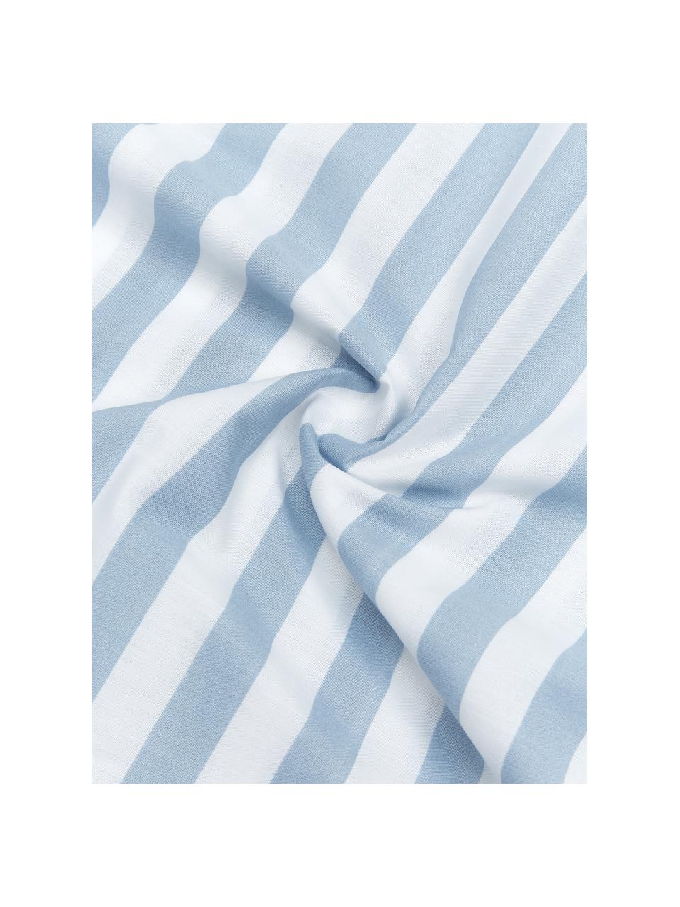 Gestreifte Baumwollperkal-Bettwäsche Yuliya Hellblau/Weiß, Webart: Perkal Fadendichte 180 TC, Blau, Weiß, 200 x 200 cm + 2 Kissen 80 x 80 cm