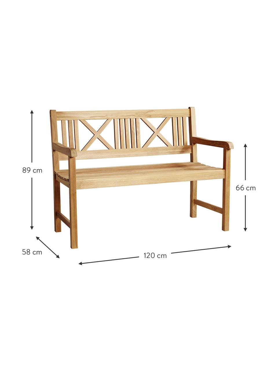 Banc de jardin en bois de teck Rosenborg, Bois de teck, Blanc, larg. 120 x haut. 89 cm