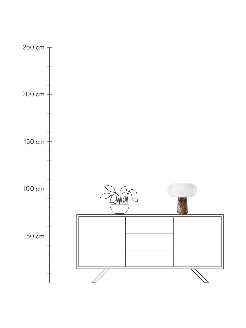 Lampe à poser avec pied en marbre Mariella, Blanc, brun foncé, marbré, Ø 32 x haut. 33 cm