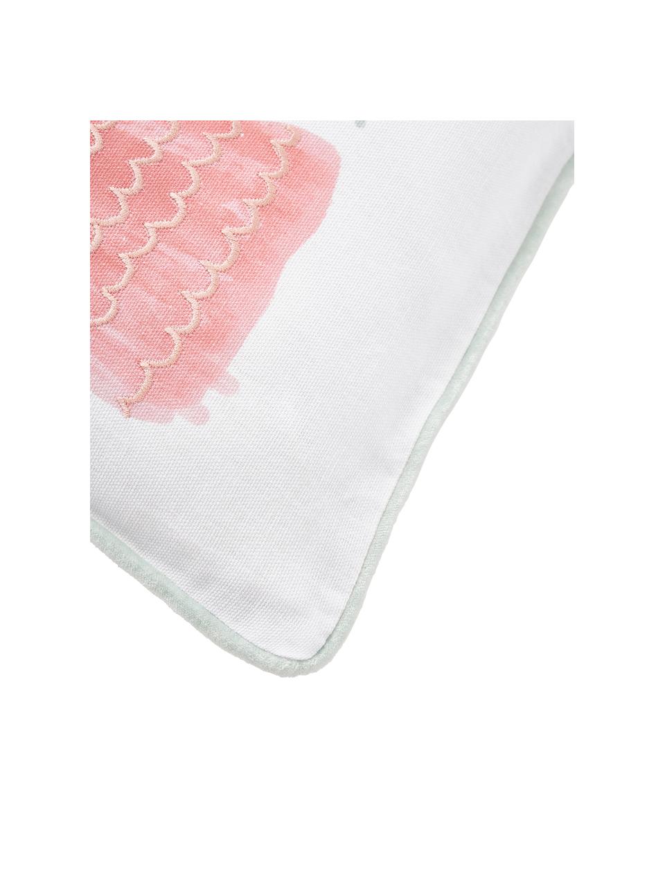Federa arredo ricamata con motivo albero di Natale Festive, Rivestimento: 100% cotone, Bianco, Larg. 45 x Lung. 45 cm