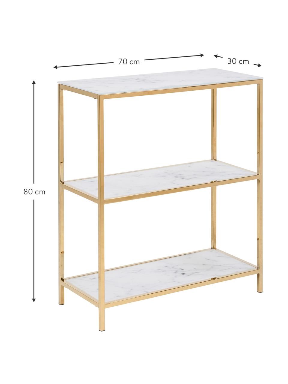 Regal Aruba in Marmor-Optik, Gestell: Metall, pulverbeschichtet, Marmor-Optik Weiss, Goldfarben, B 70 x H 80 cm