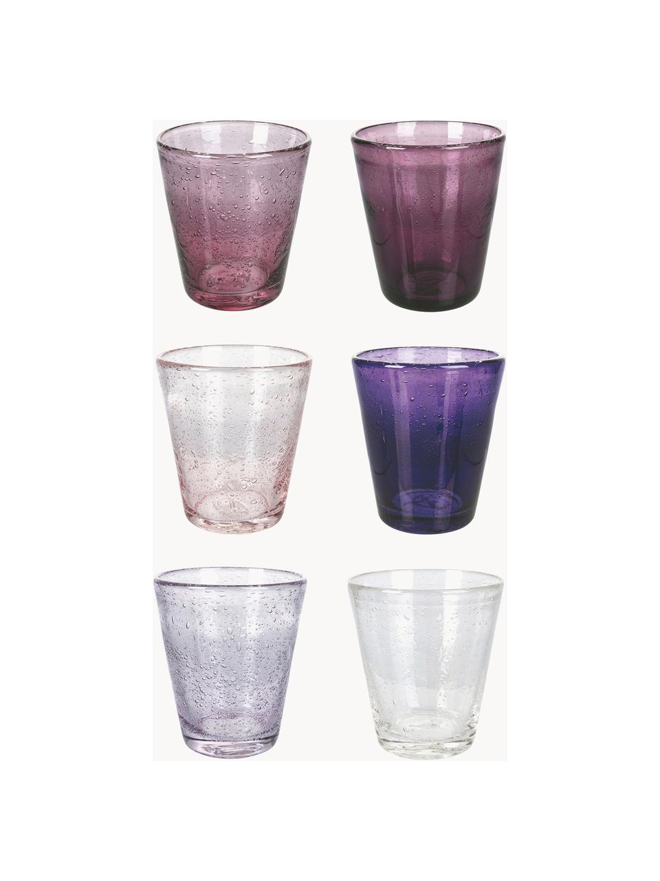 Waterglazen Cancun met decoratieve Luftbläschen, set van 6, Glas, Lilatinten, Ø 9 x H 10 cm, 330 ml