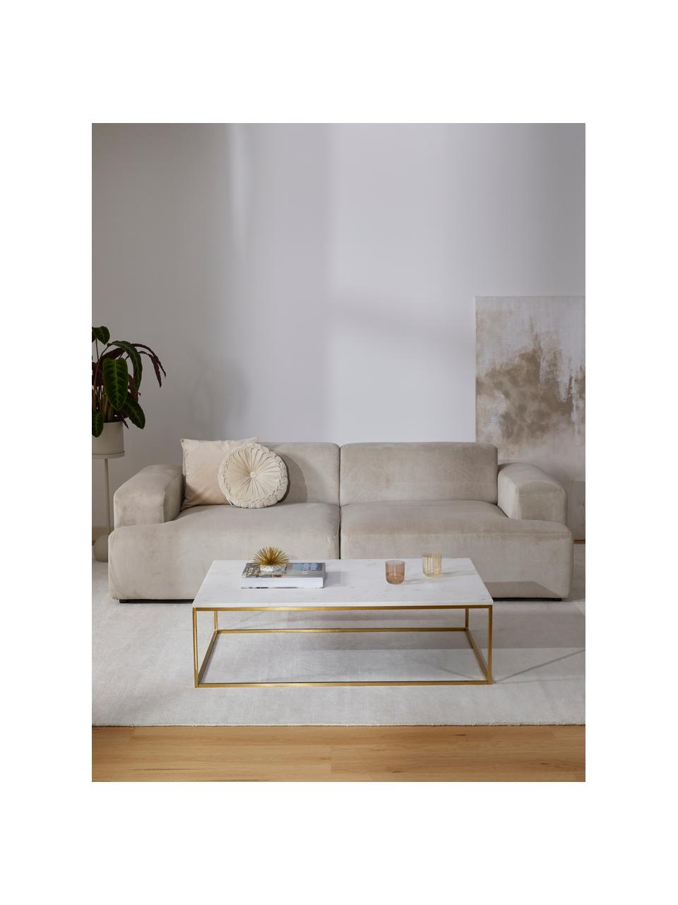 Grande table basse en marbre Alys, Blanc, marbré, couleur dorée, larg. 120 x prof. 75 cm