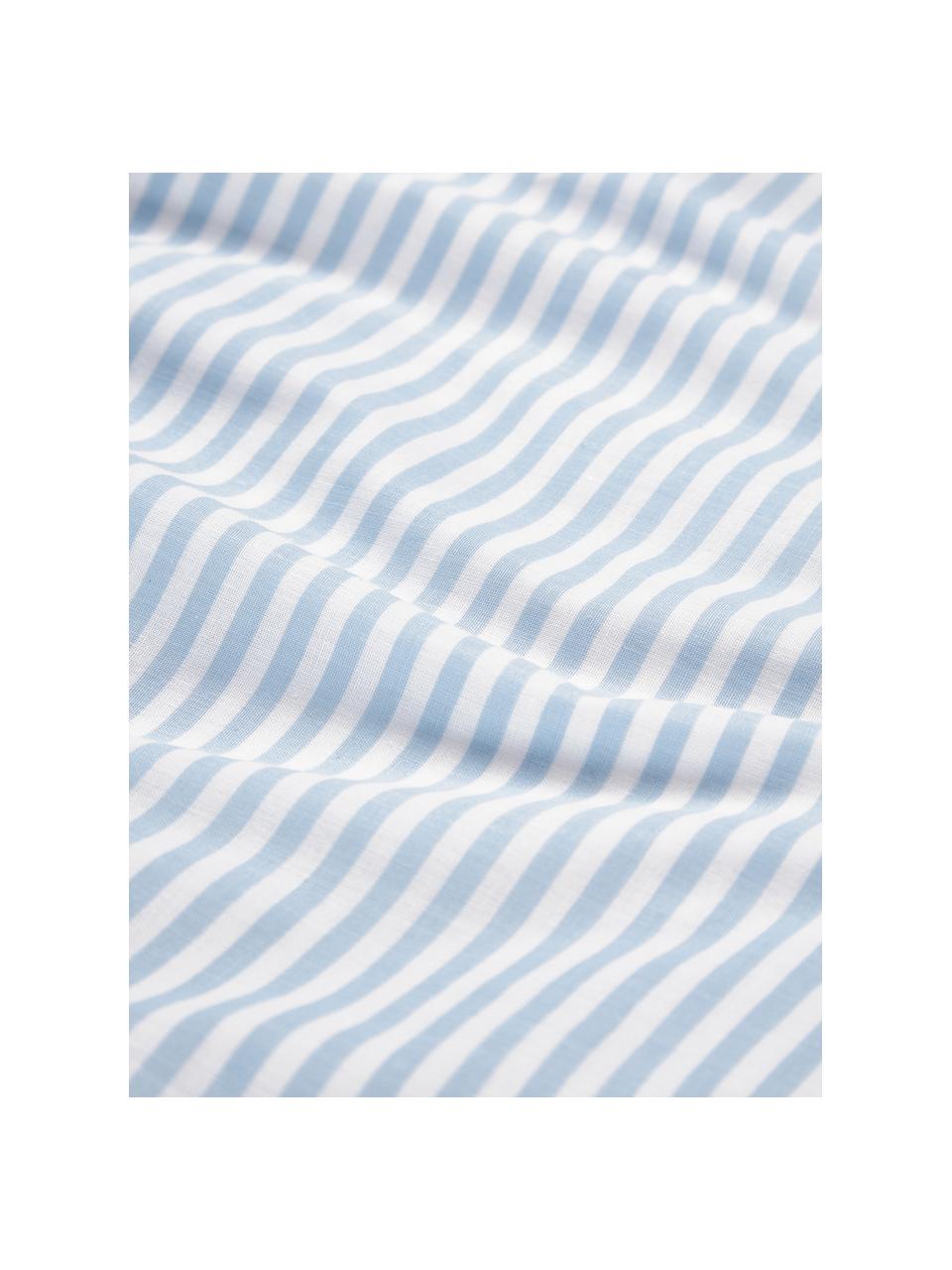 Gestreept katoenen omkeerbaar dekbedovertrek Lorena, Weeftechniek: renforcé Draaddichtheid 1, Lichtblauw, wit, B 200 x L 200 cm