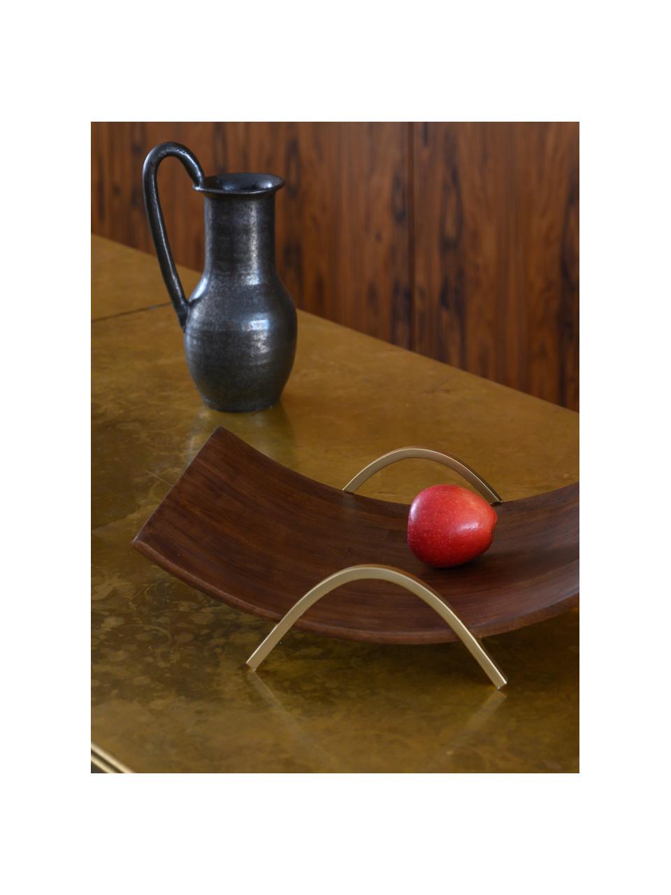 Fuente en madera de mango de diseño Expose, Madera de mango, metal, Nogal, latón, An 40 x Al 11 cm