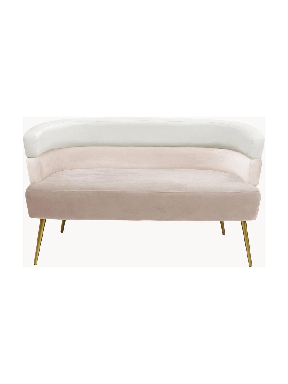 Sofa z aksamitu w stylu retro Sandwich (2-osobowa), Tapicerka: aksamit poliestrowy, Nogi: metal malowany proszkowo, Beżowy aksamit, S 125 x G 64 cm