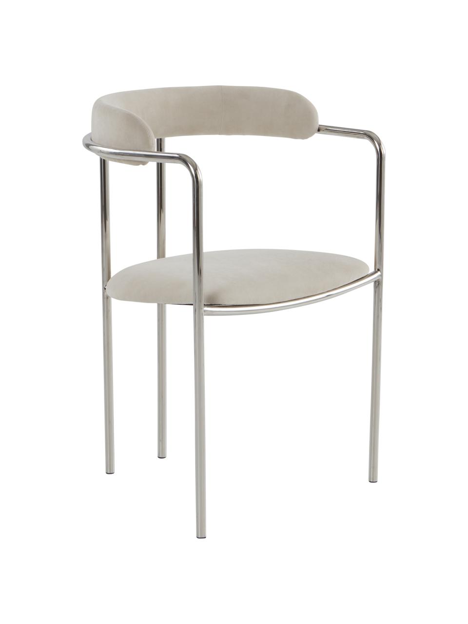 Krzesło tapicerowane Maryland, Tapicerka: 100% poliester Dzięki tka, Stelaż: metal malowany proszkowo, Beżowa tkanina, S 54 x G 49 cm