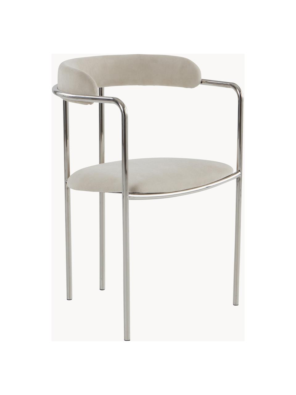 Gestoffeerde stoel Maryland, Bekleding: 100% polyester Met 30.000, Frame: gepoedercoat metaal, Geweven stof beige, B 54 x D 49 cm