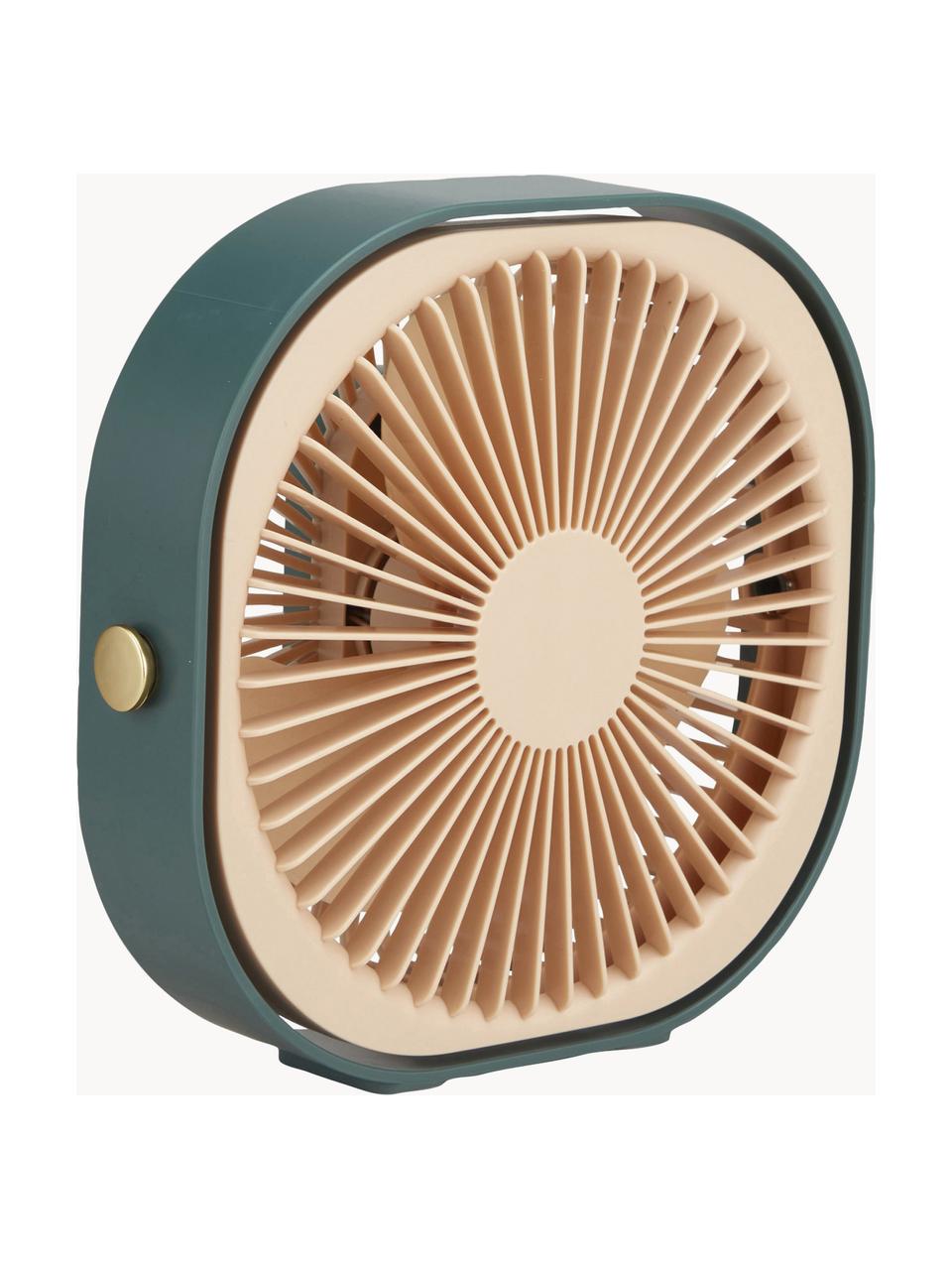 Prenosný stolový ventilátor Fantastic, Plast, Tmavozelená, svetlobéžová, Š 20 x V 20 cm