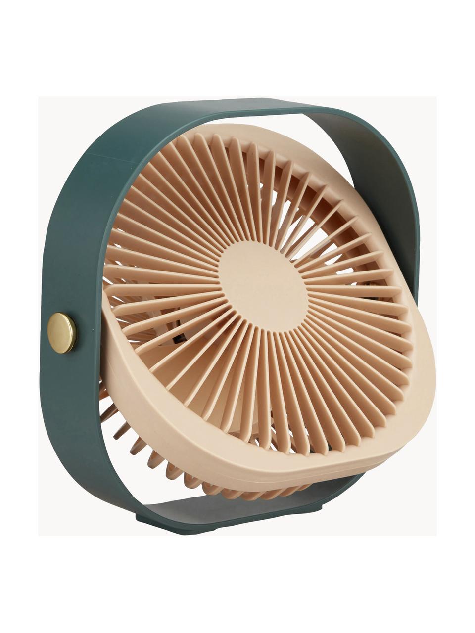 Mobilní stolní ventilátor Fantastic, Umělá hmota, Tmavě zelená, světle béžová, Š 20 cm, V 20 cm