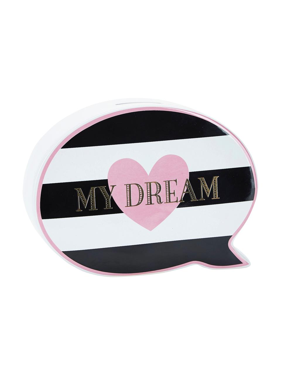 Skarbonka My Dream, Ceramika, Czarny, biały, różowy, S 18 x W 14 cm