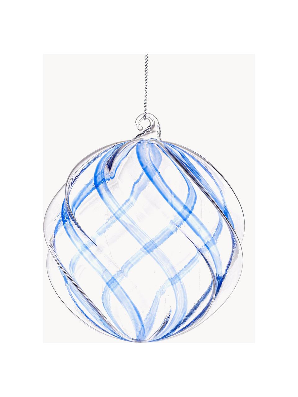 Boules de Noël Blend, 8 pièces, Verre, Transparent, bleu, Ø 10 x haut. 10 cm