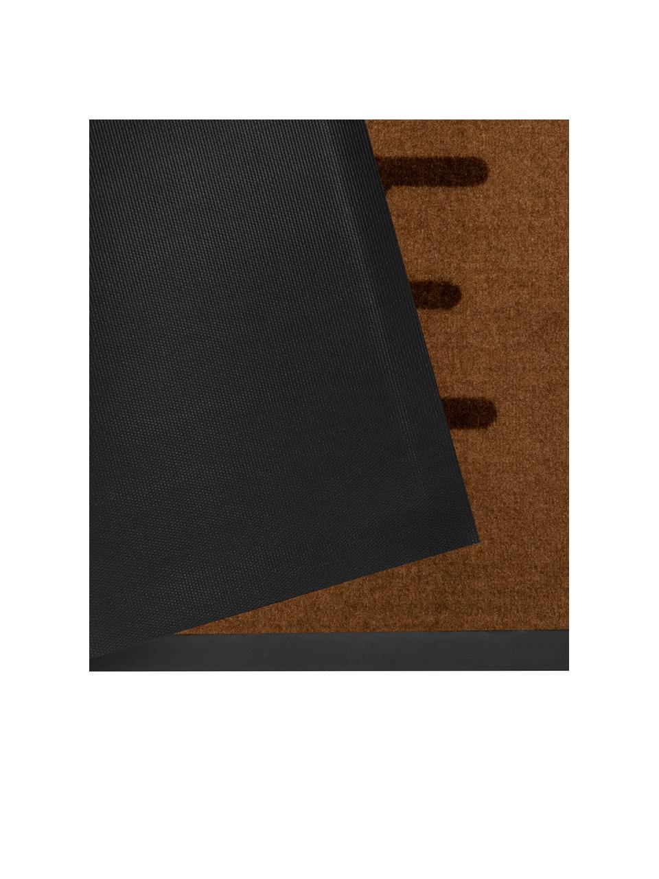 Polyamide deurmat Lovely Home, Bovenzijde: polyamide, Onderzijde: rubber, Bruintinten, B 45 x L 75 cm