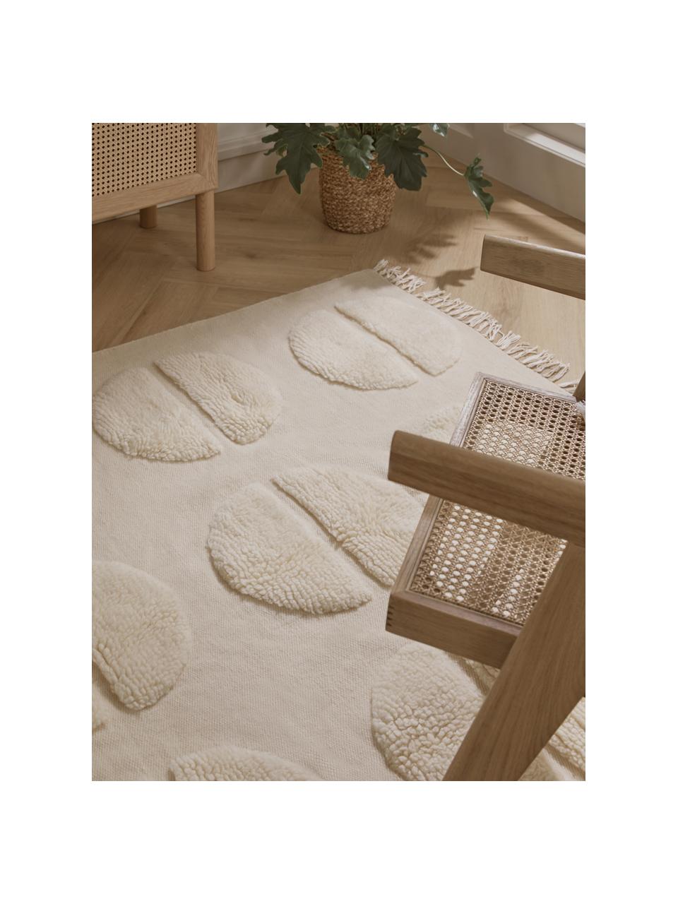 Handgewebter Wollteppich Anica mit Hoch-Tief-Effekt, Beige, B 80 x L 150 cm (Größe XS)