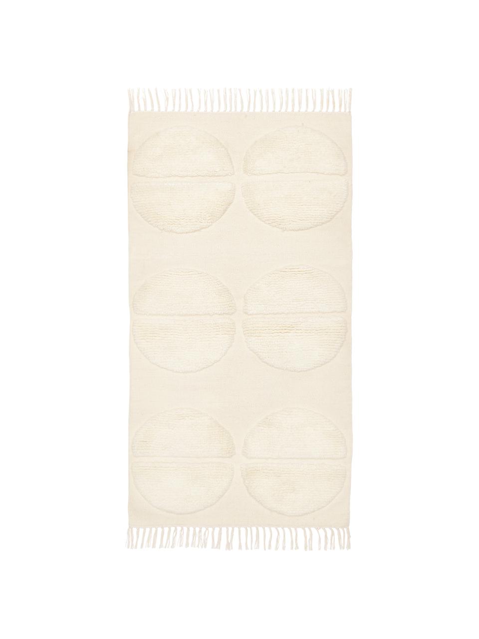 Tappeto in lana beige tessuto a mano con effetto alto-basso Anica, Beige, Larg. 80 x Lung. 150 cm (taglia XS)
