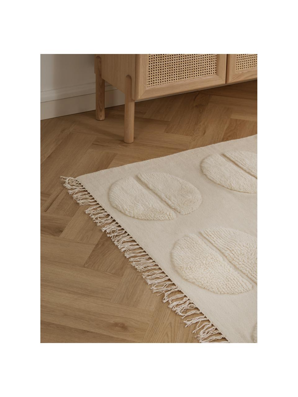 Tapis en laine tufté à la main Anica, Blanc crème, larg. 80 x long. 150 cm (taille XS)