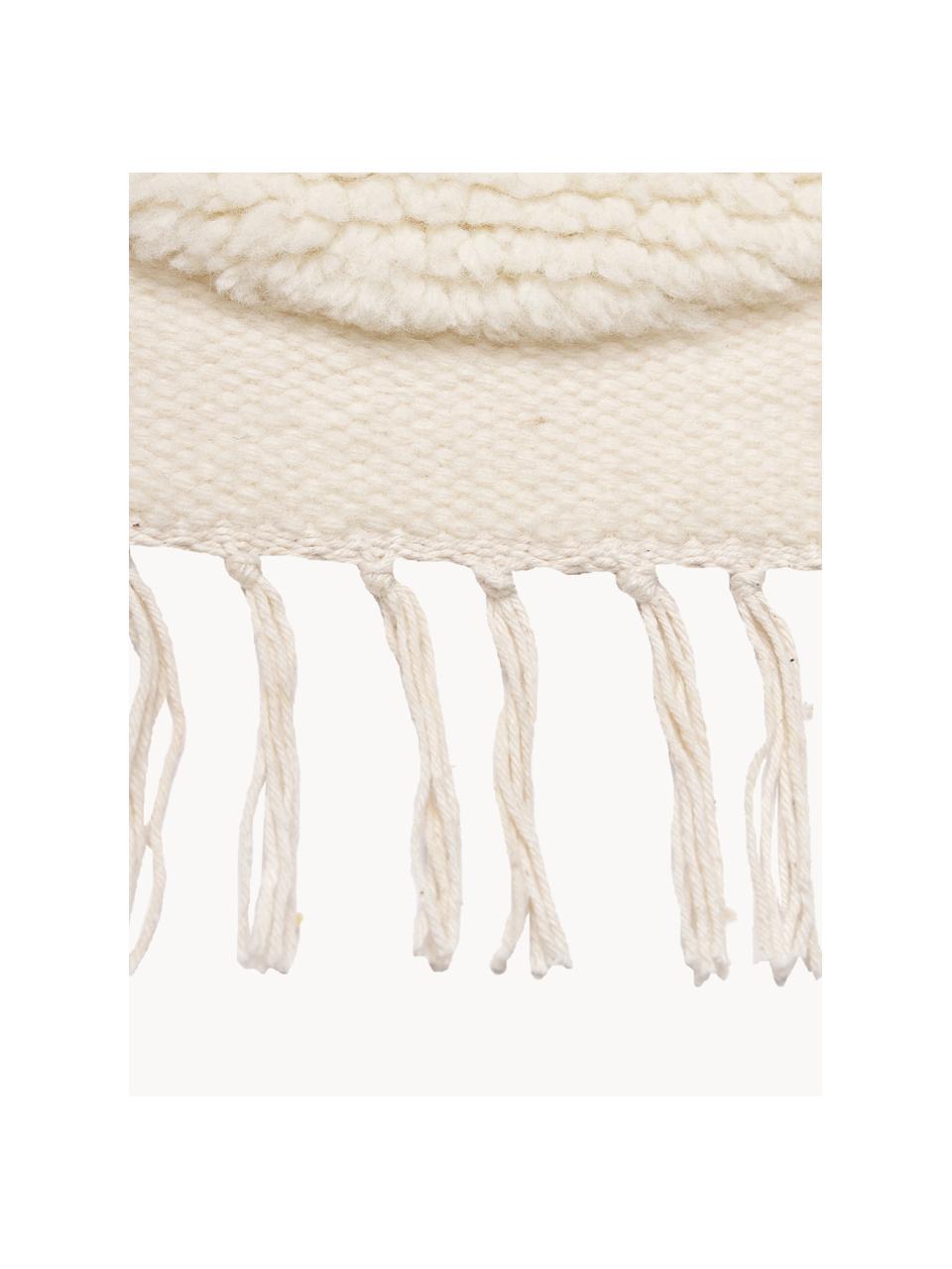 Ručně tkaný vlněný koberec s různou výškou povrchu Anica, Krémově bílá, Š 80 cm, D 150 cm (velikost XS)