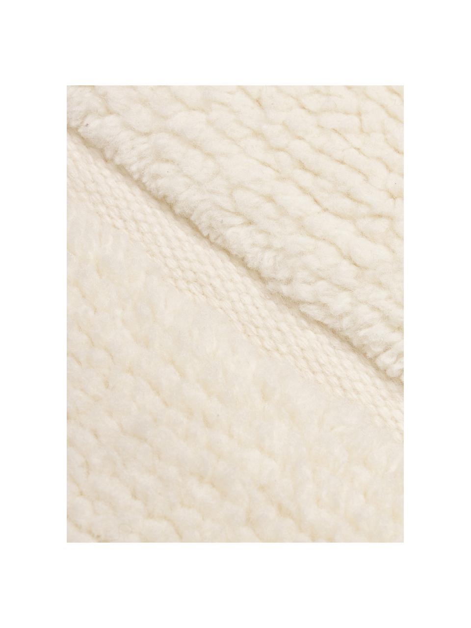 Ręcznie tkany dywan z wełny z wypukłą strukturą Anica, Kremowobiały, S 80 x D 150 cm (Rozmiar XS)