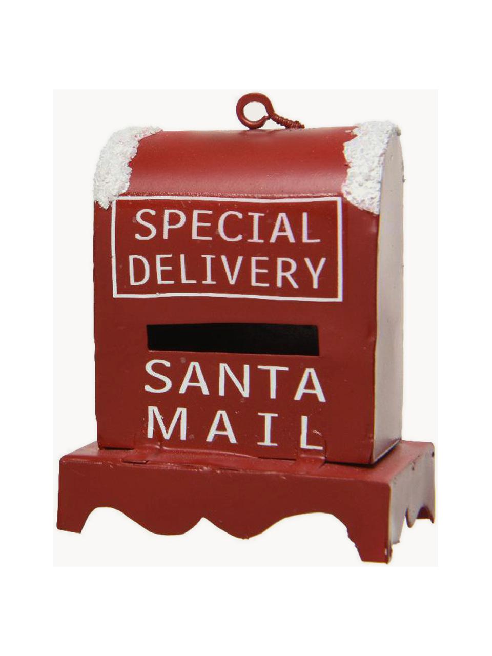 Set 2 oggetti decorativi a forma di cassetta delle lettere Mail, Ferro rivestito, Rosso, bianco, Larg. 6 x Alt. 6 cm