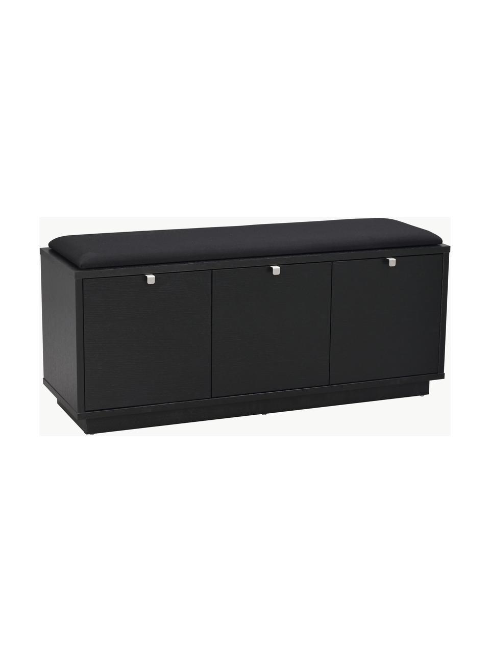 Banc en bois Confetti, Tissu noir, noir, larg. 106 x prof. 35 cm