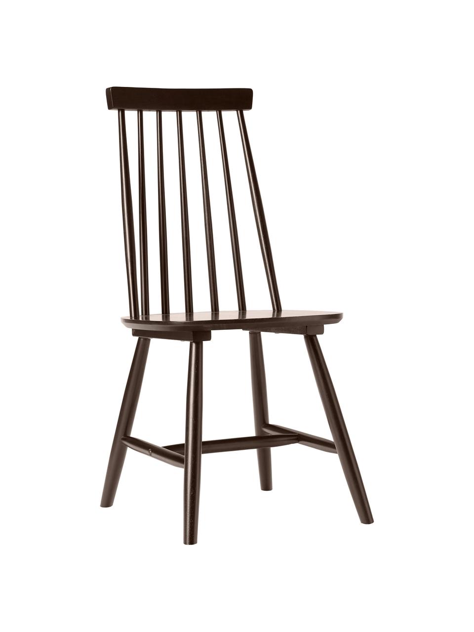 Sedia in legno color marrone scuro Windsor Milas 2 pz, Legno di caucciù laccato, Legno di albero della gomma laccato, Larg. 52 x Prof. 45 cm