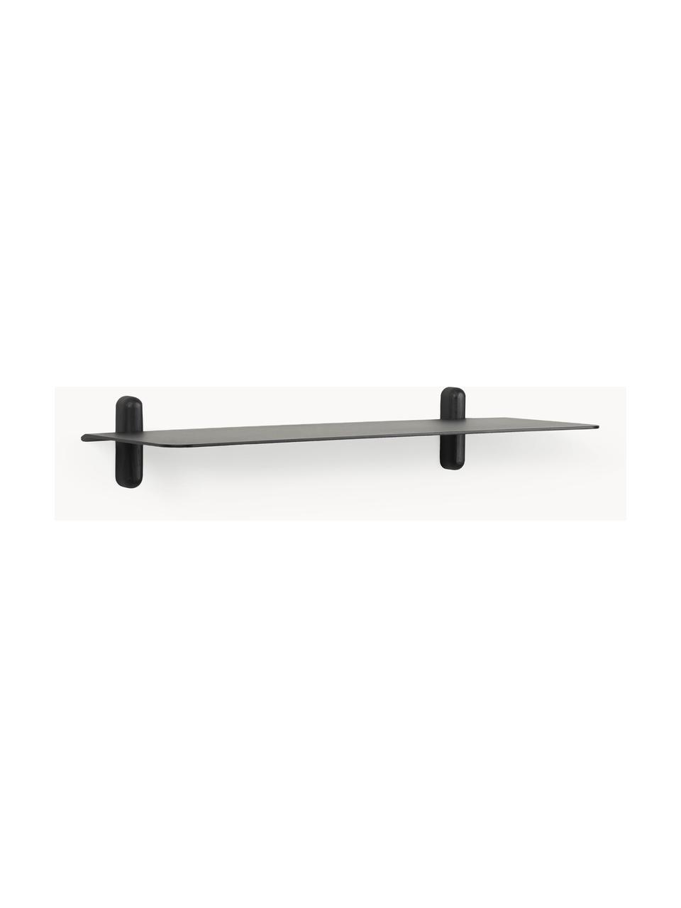 Wandrek Nivo, Plank: gecoat staal, Frame: essenhout, Zwart, B 64 x H 8 cm