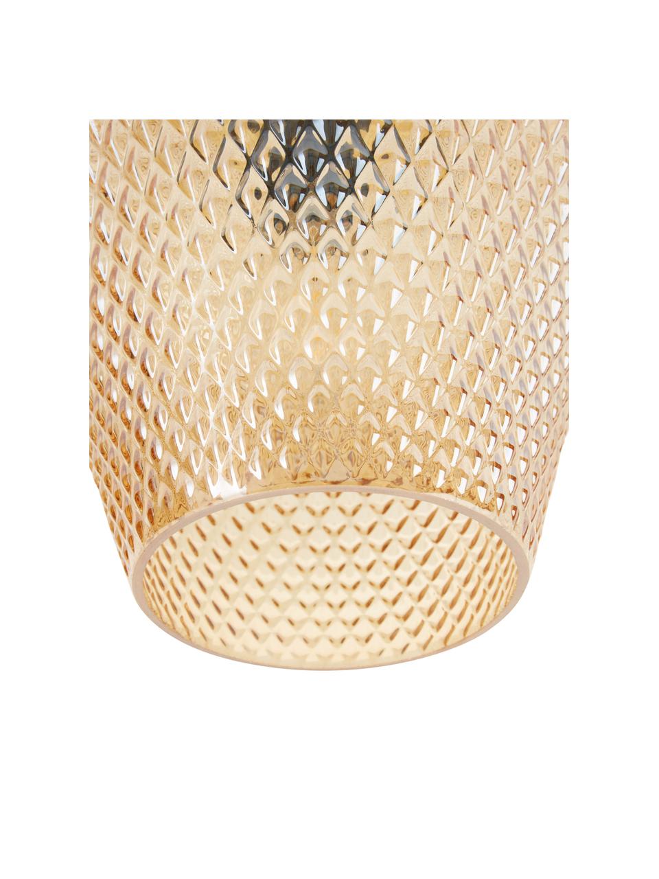 Kleine Deckenleuchte Rosalind aus Glas, Lampenschirm: Glas, Baldachin: Metall, Bernsteinfarben, Goldfarben, Ø 21 x H 23 cm