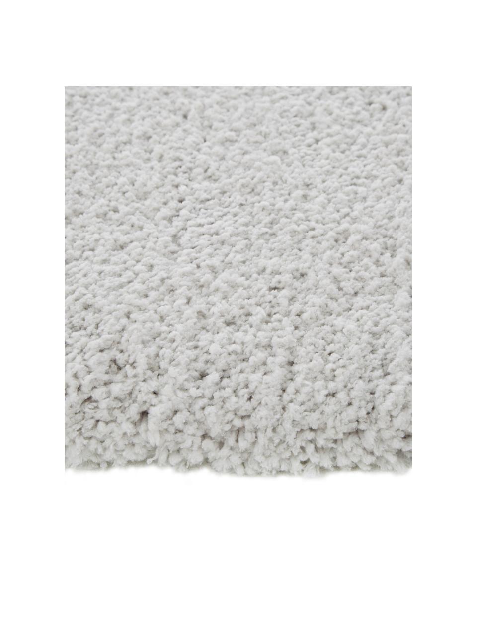 Pluizig hoogpolig vloerkleed Leighton in lichtgrijs beige, Onderzijde: 70% polyester, 30% katoen, Lichtgrijs-beige, B 80 x L 150 cm (maat XS)