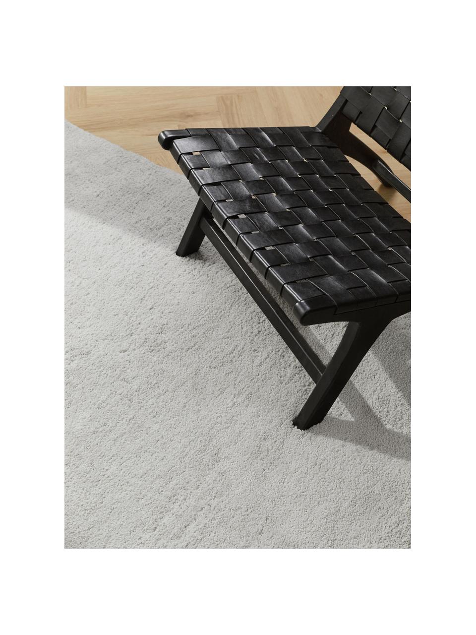 Pluizig hoogpolig vloerkleed Leighton, Onderzijde: 70% polyester, 30% katoen, Lichtgrijs, B 200 x L 300 cm (maat L)