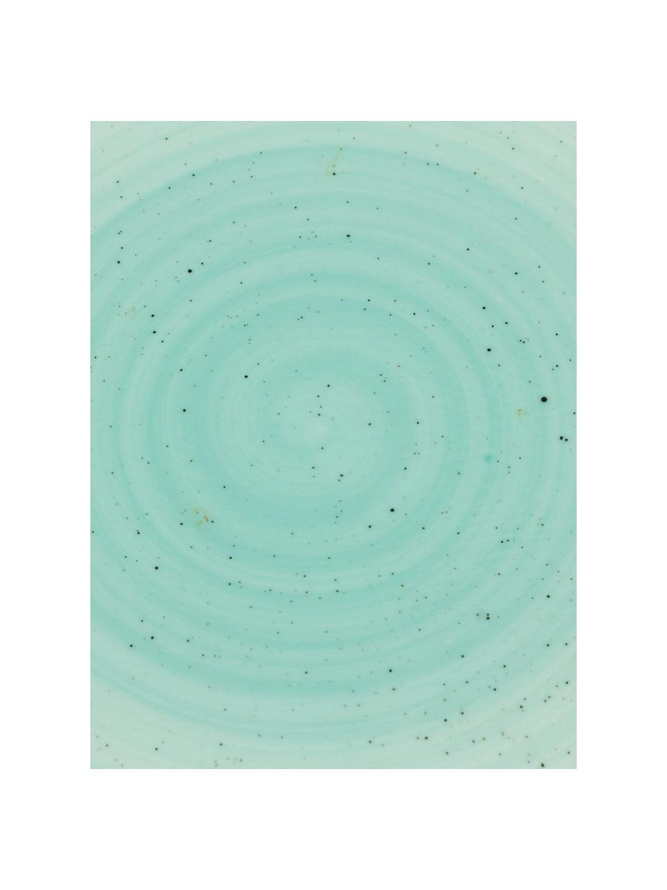 Handgemaakte dinerborden Bella met goudkleurige rand, 2 stuks, Porselein, Turquoiseblauw, Ø 26 x H 3 cm