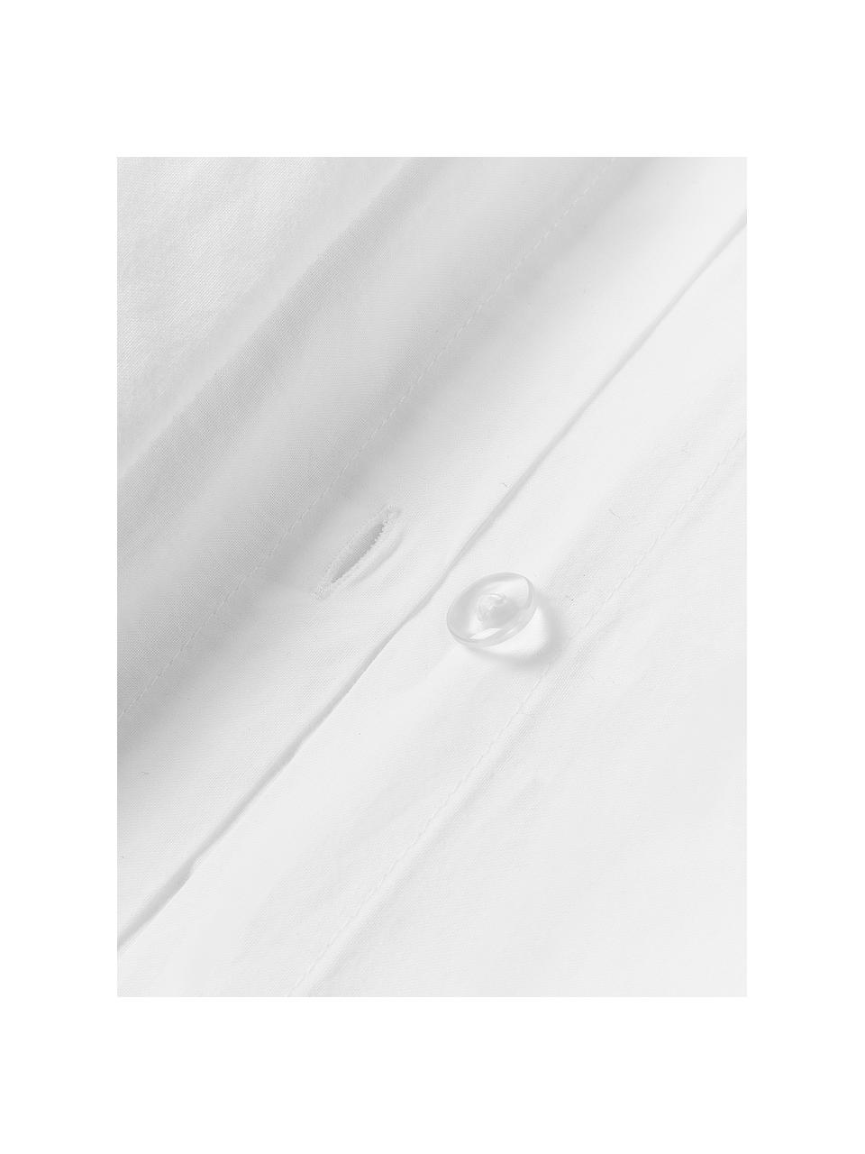 Housse de couette en coton avec surface structurée et ourlet droit Jonie, Blanc, larg. 200 x long. 200 cm