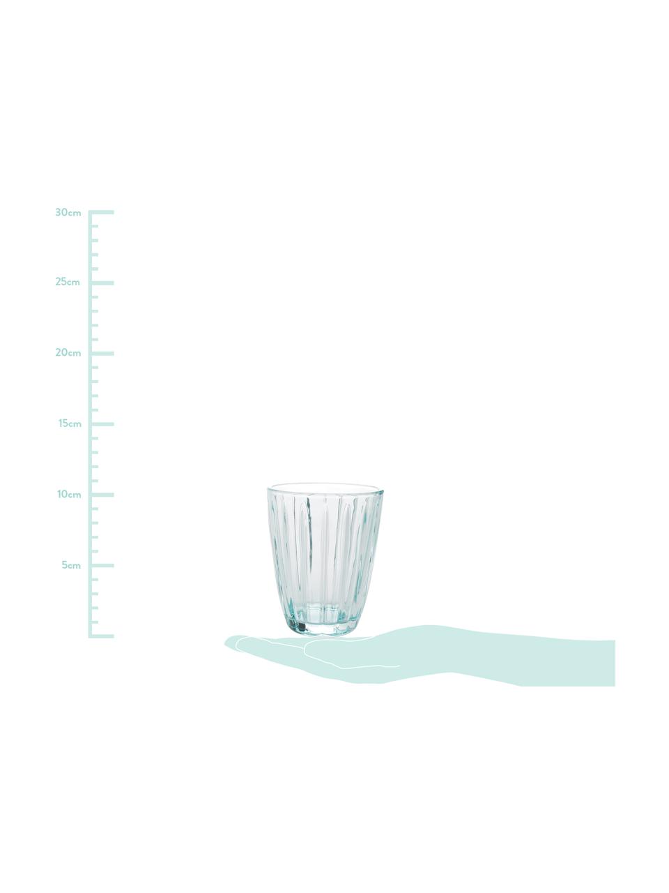 Waterglazen Zefir met reliëf, 4-delig, Glas, Blauw, transparant, Ø 8 x H 10 cm