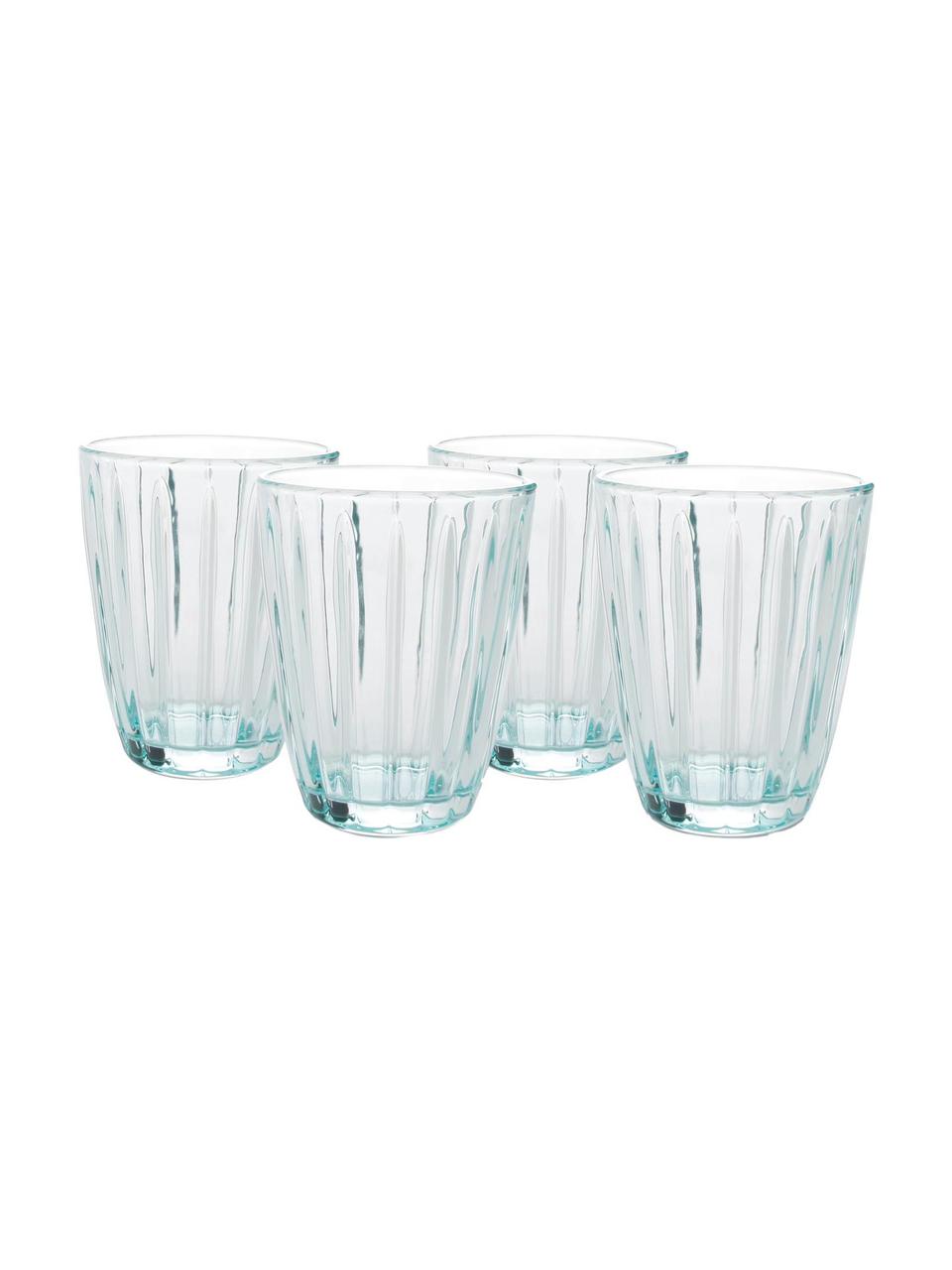 Verres à eau avec embossage décoratif Zefir, 4 pièces, Bleu