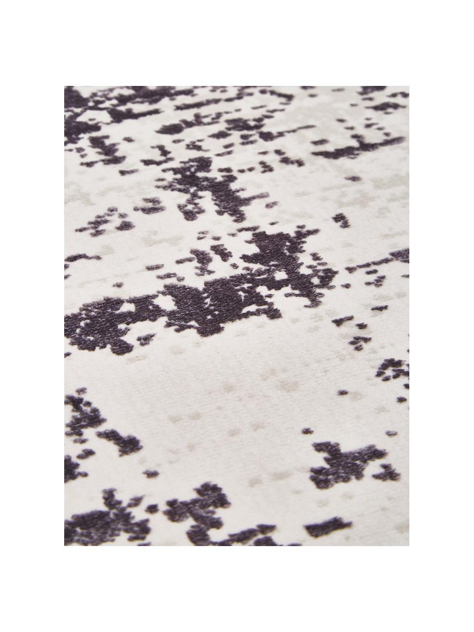 Schimmernder Niederflor-Teppich Cordoba mit Fransen, Flor: 70% Acryl, 30% Viskose, Grautöne, B 80 x L 150 cm (Größe XS)