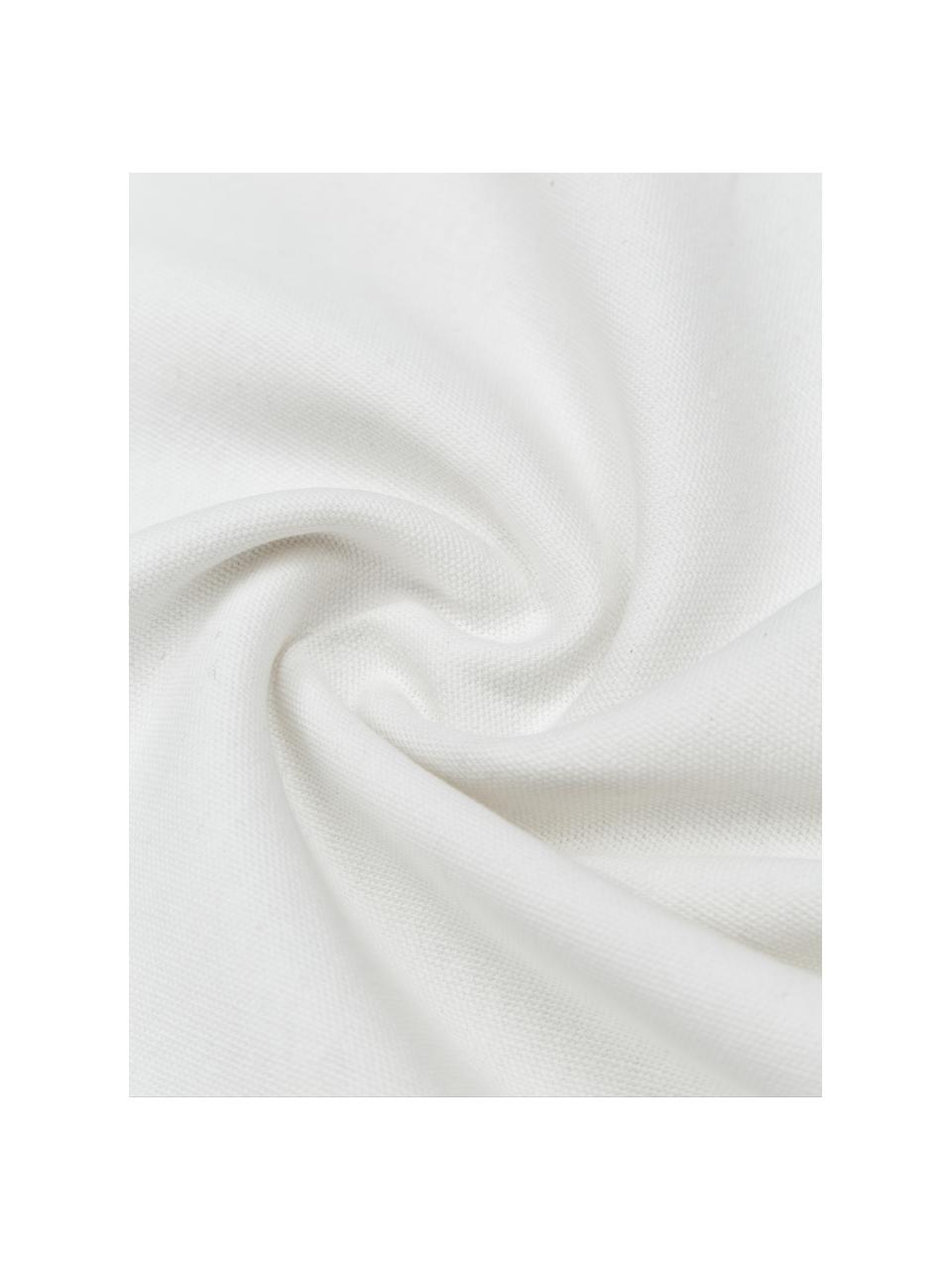 Bestickte Baumwoll-Kissenhülle Finca mit Fransen, 100% Baumwolle, Weiß, Blau, B 50 x L 50 cm